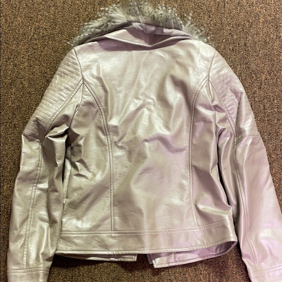 Faux Leather Fur Collar Jacket - Picture 5 of 6